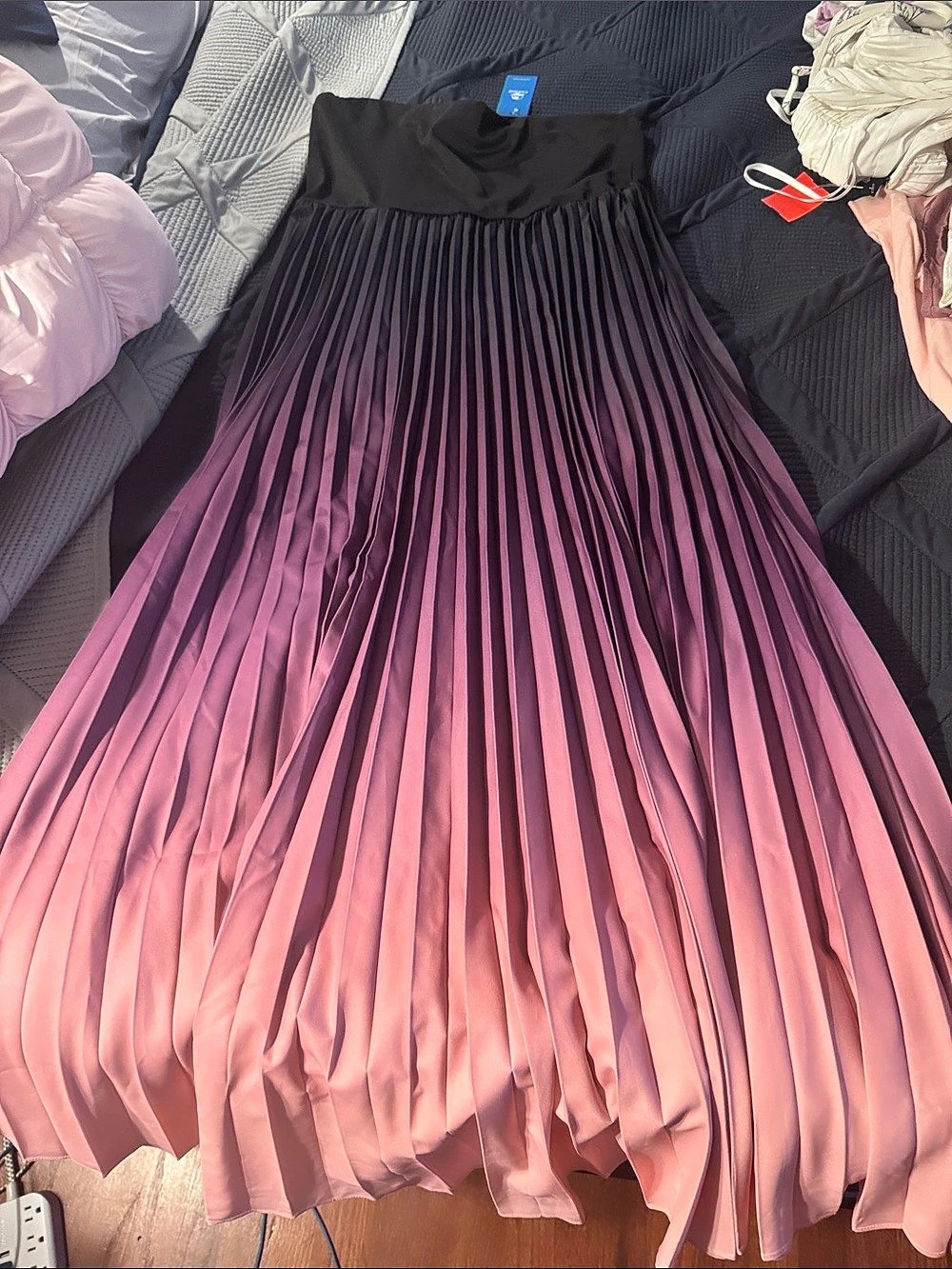 CupShe Pleated Maxi dress  in Pink & Black NWT
